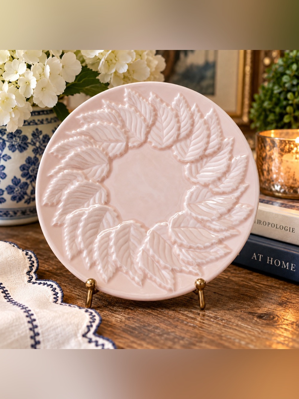 Anthro Luneville France “Rose Thé” Pink Saucer Plate | French Ceramic Tea Plate